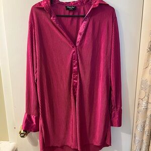 Fashion Nova Magenta Button-Down Shirt
